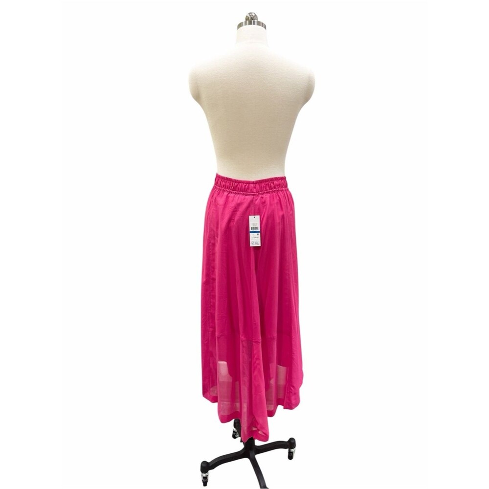 DKNY Handkerchief Hem Mixed Media Pull On Elastic Waist Maxi Skirt Pink XL NEW - Picture 6 of 16